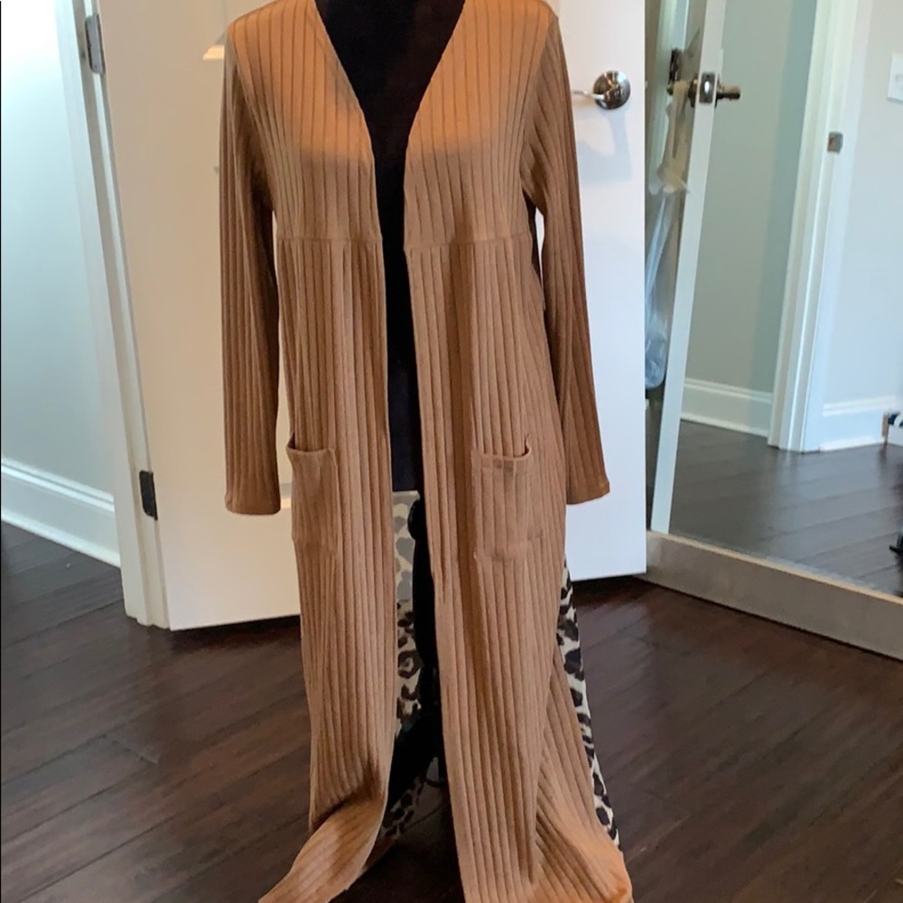 Long tan cardigan